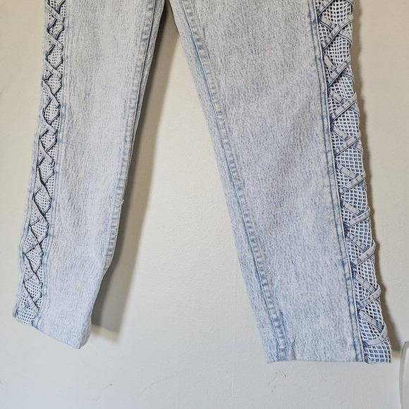 Vtg Anti Basic Daily Jeans Womens Side Lace Up Jeans Size 13/14 29 Waist Acid - Picture 4 of 11
